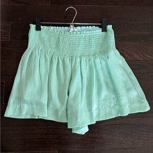 TCEC Mint Green Silk High Waisted Scrunch Short